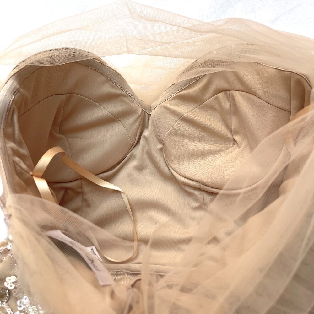 NWOT Faeriesty Sequin Top Strapless Champagne Gown Dress - Picture 6 of 11